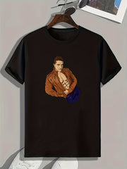 Portrait Pattern Print Men's Sports T-Shirt