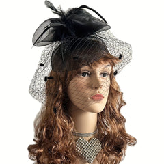 Vintage Feather Fascinator Headpiece for Weddings Tea Parties - Pink