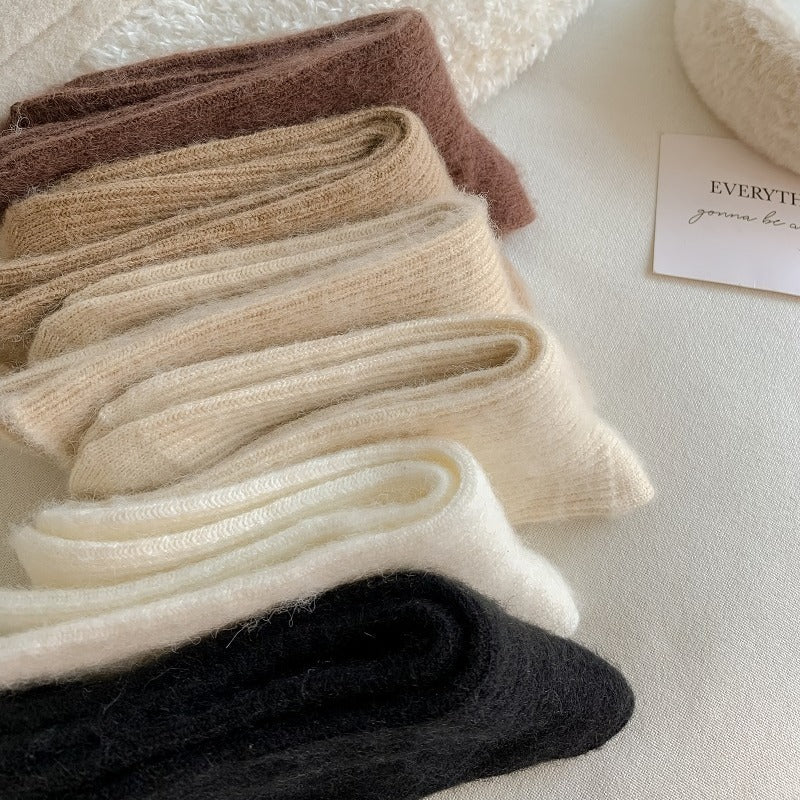 6 Pairs Thick & Warm Winter Socks Knit Style Cotton Blend Crew Length