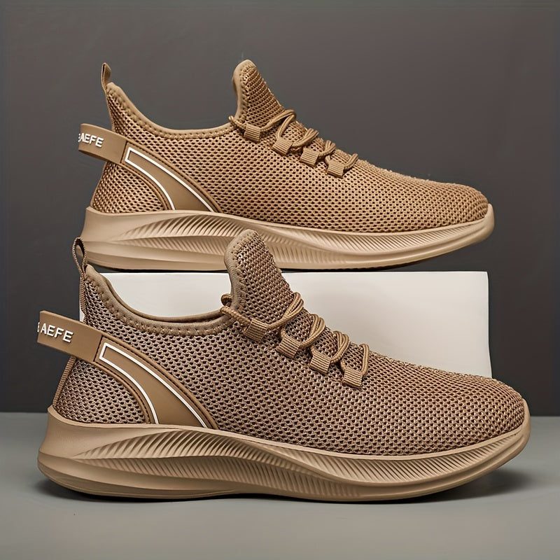 Men's Casual Lace Up Woven Sneakers Comfy Breathable Shock Absorption