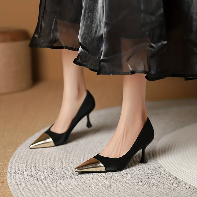 Colorblock Stiletto Heels Point Toe Work Wedding Pumps