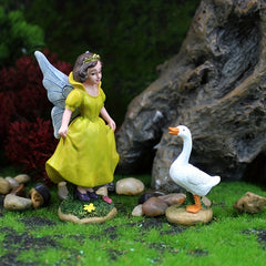 6pcs Flower Fairy Dolls & Baby Ducks Figurines for Fairy Garden Decor