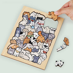 Wooden Animal Puzzle: 50 Cartoon Animals for Stacking & Decor