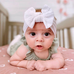 Cute Candy Nylon Jacquard Bow Baby Headband for All Seasons