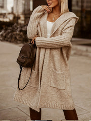 Heart Print Long Sleeve Cardigan with Hood