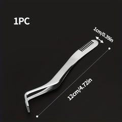 Stainless Steel Eyelash Applicator w/ Comb for Makeup Artists & Beginners