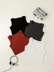 4 Pack Y2K Sleeveless Crop Tank Tops for Summer