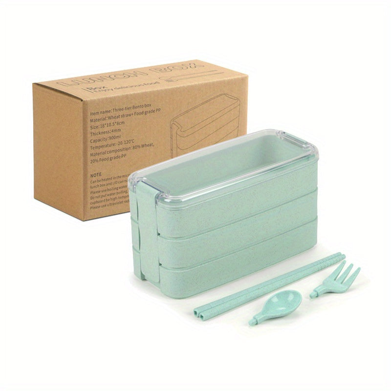 Leakproof Wheat Straw Lunch Box for Teens Large Capacity Bento Box