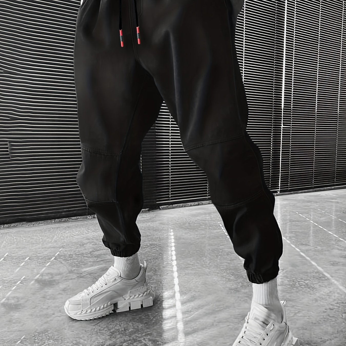 Men's Solid Drawstring Sweatpants Loose Fit Casual Joggers