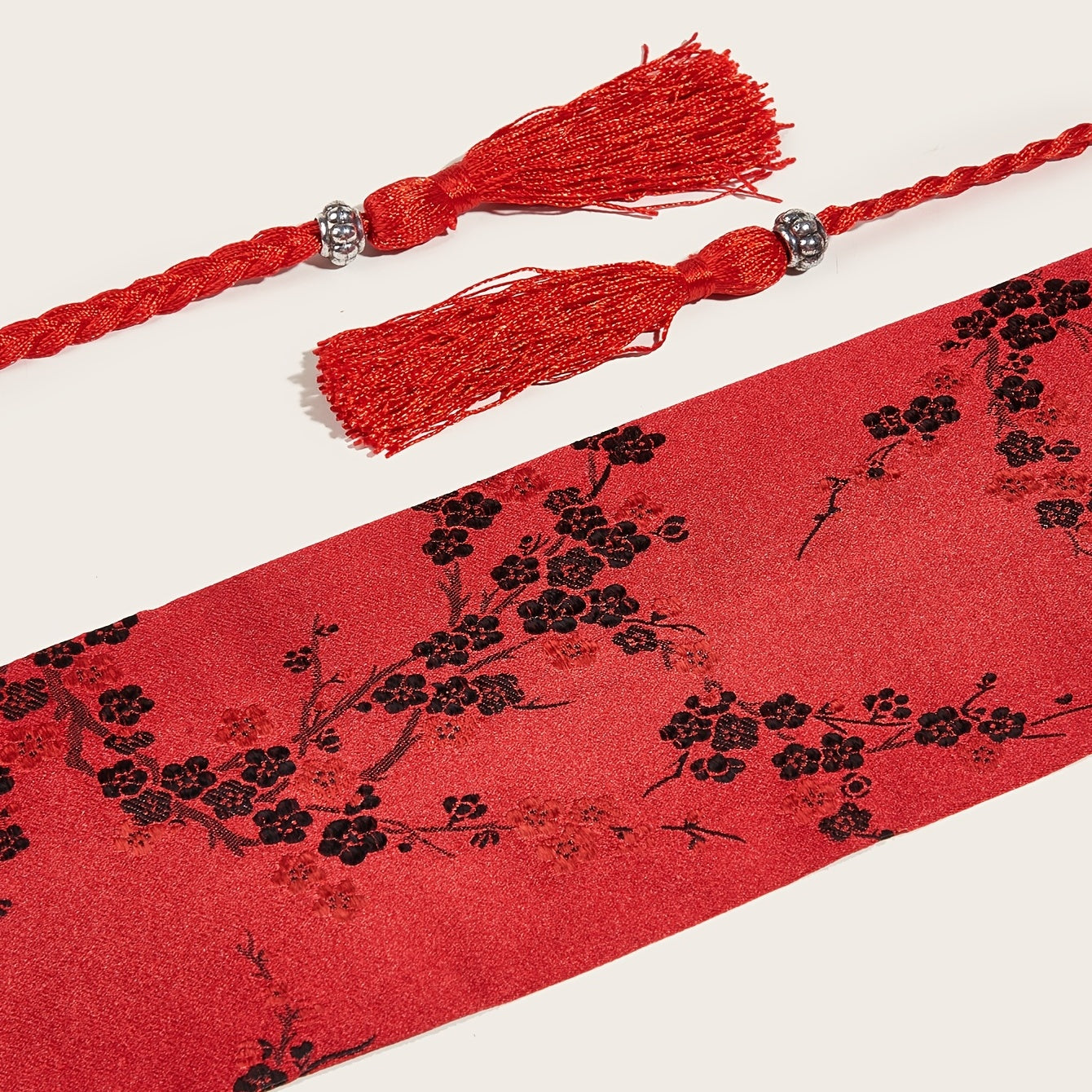 Red Waist Seal Floral Embroidery Belt Classic Dress Belt Accessories