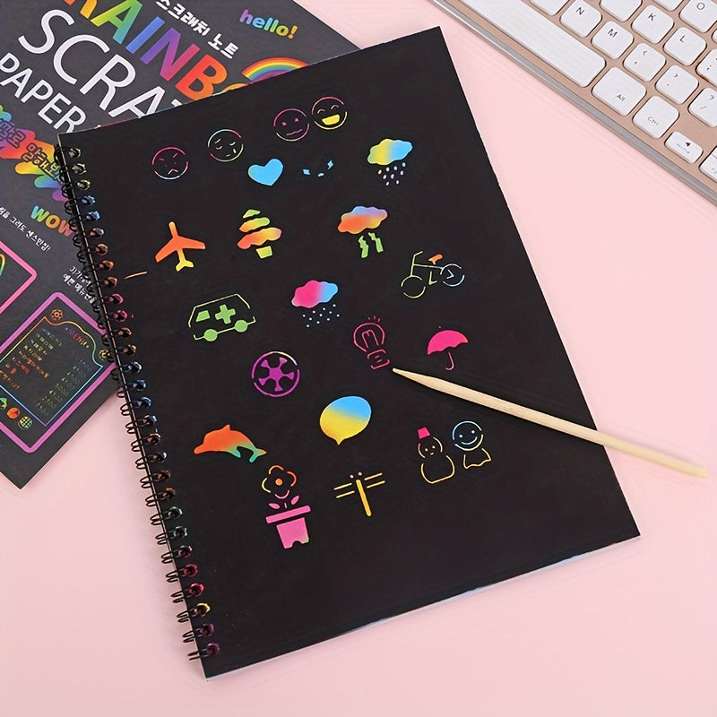 10pcs Scratch Painting Coloring Book Large Size