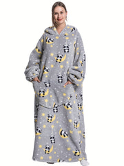 Panda Pattern Sherpa Fleece Hooded Blanket