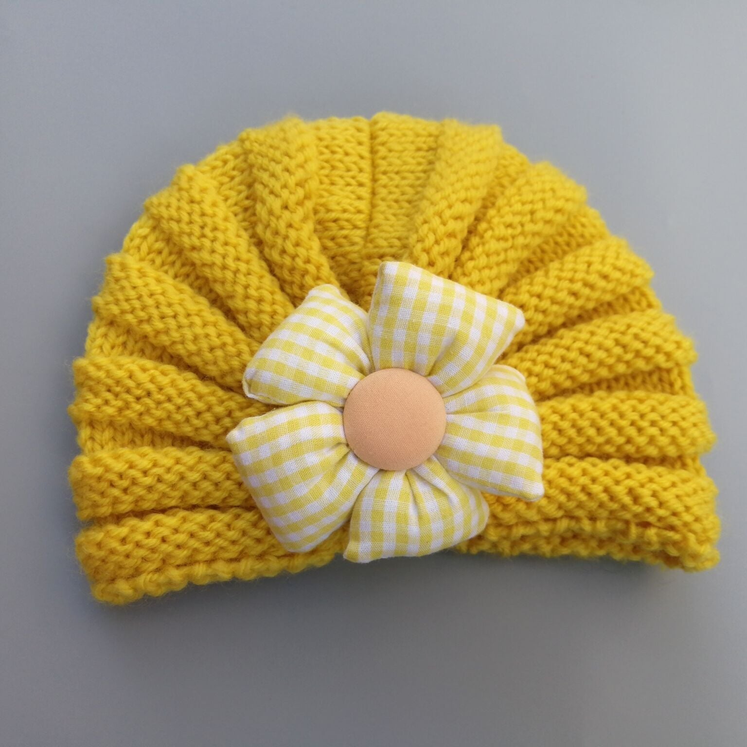 Kids Warm Candy Plaid Flower Beanie for Autumn & Winter
