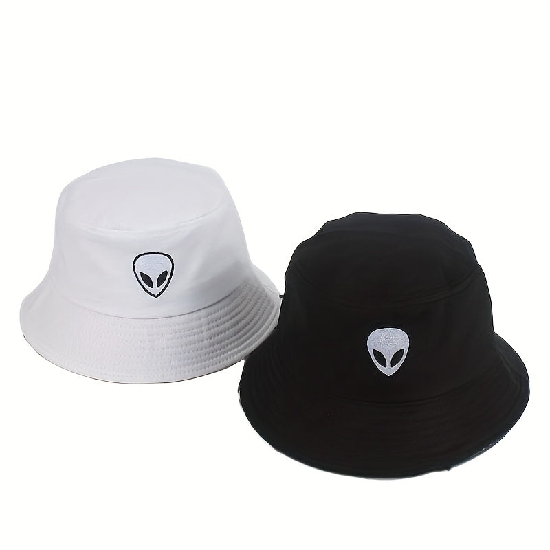 Alien Embroidered Bucket Hat Couple Basin Hat Lightweight Sunshade Cap
