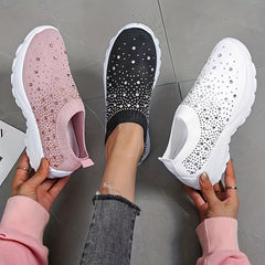 Women's Rhinestone Slip-on Sneakers Outdoor Shoes Non-Slip Sport Shoes