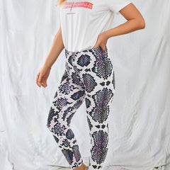 Snake Skin Print High Stretch Fitness Leggings