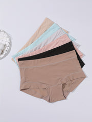 6pcs Seamless Solid Briefs Breathable Intimates Panties