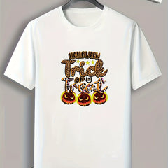 Halloween Letter Pattern Print Men's Comfy T-shirt Graphic Tee
