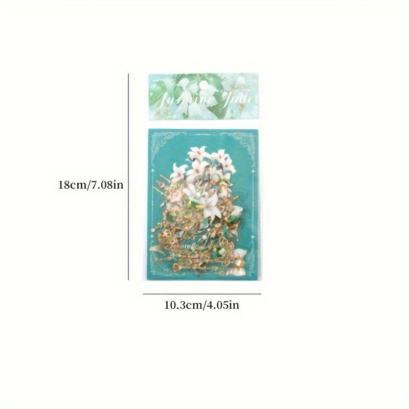 20sheets Ice Crystal Laser Golden Jewelry PET Sticker Set