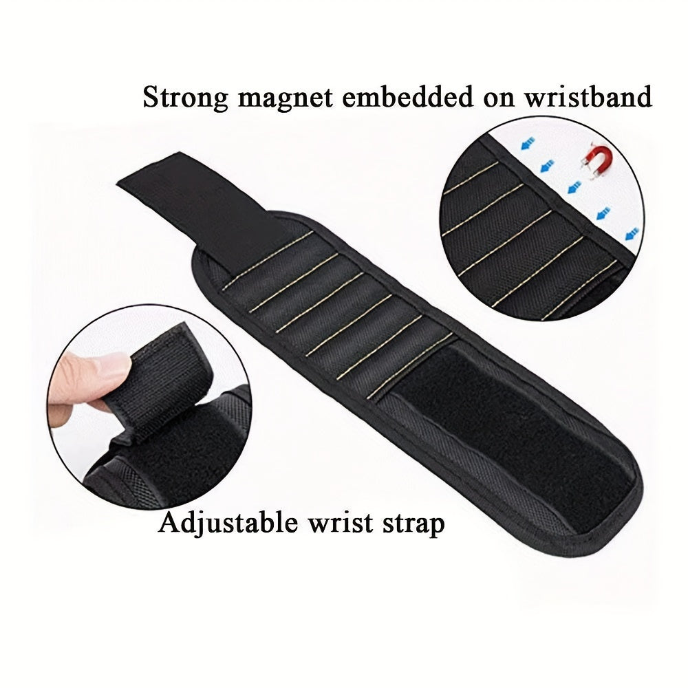 Magnetic Wristband for Handymen Holds Screws & Tools