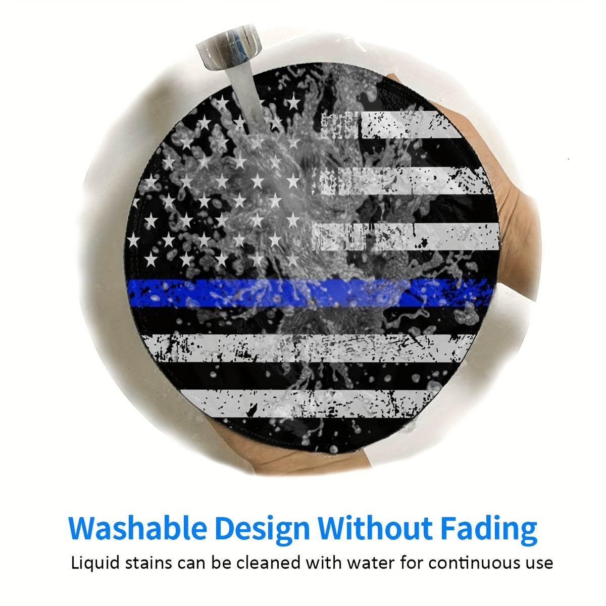 Vintage American Flag Pattern Mouse Pad Non Slip Round Mouse Mat