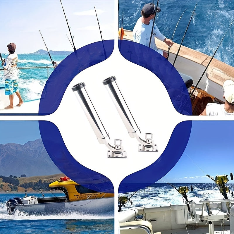 2pcs Adjustable High Fishing Rod Holder 304 Stainless Steel Marine Hardware