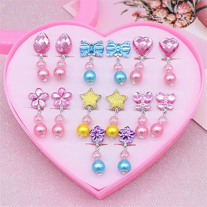 7 Pairs Acrylic Pendant Ear Clip Earrings No Piercing for Girls
