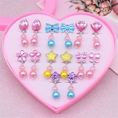 7 Pairs Acrylic Pendant Ear Clip Earrings No Piercing for Girls