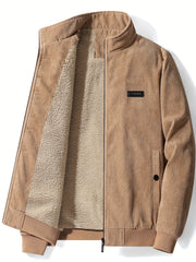 Men's Corduroy Cotton Jacket with Zip Up Collar