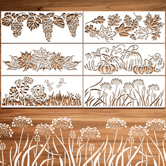 6pcs Flower Stencils For Painting On Wood Reusable Stencils PET DIY Drawing