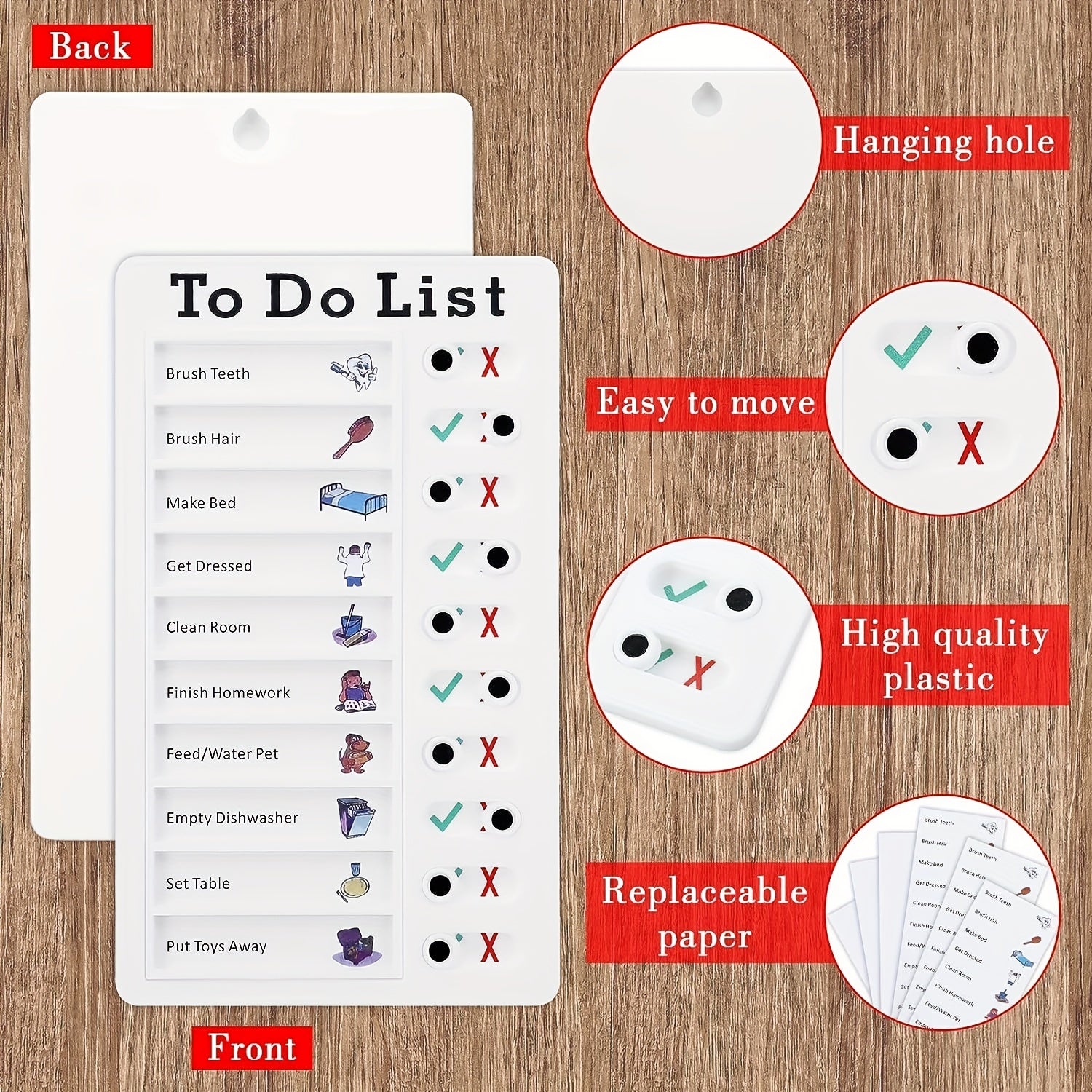3pcs Reusable Daily Schedule & Chore Chart Checklist Board