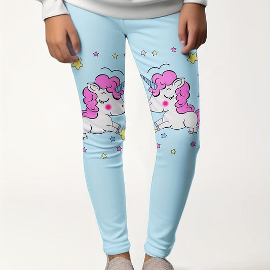 Unicorn Graphic Leggings Girls Thick Leggings For Spring Fall Winter