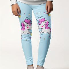 Unicorn Graphic Leggings Girls Thick Leggings For Spring Fall Winter