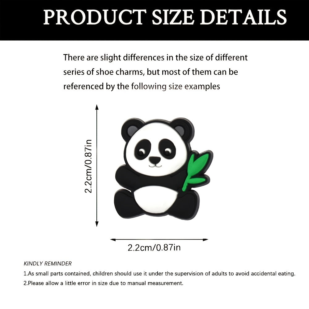 16pcs Panda Shoe Charms for Clogs Slides Sandals PVC Shoe Decorations