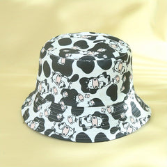 Cow Print Bucket Hat Reversible Sun Hat Lightweight Fisherman Cap