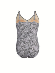 Boho Swimsuit Women's V Neck One Piece Bathing Suit