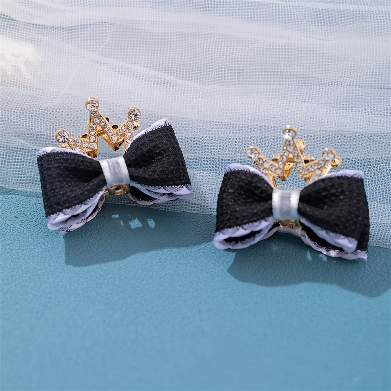 Kids Bow Crown Hair Clip Rhinestone Princess Hairpin