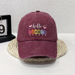 Summer Print Baseball Cap Washed Distressed Cotton Dad Hat