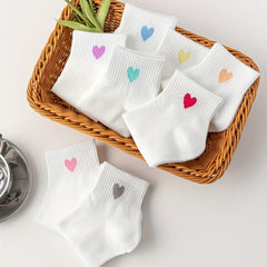 8 Pairs Heart Print Socks Women's Stockings