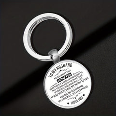 To My Husband I Love You Keychain Metal Key Ring Purse Bag Backpack Car Charm
