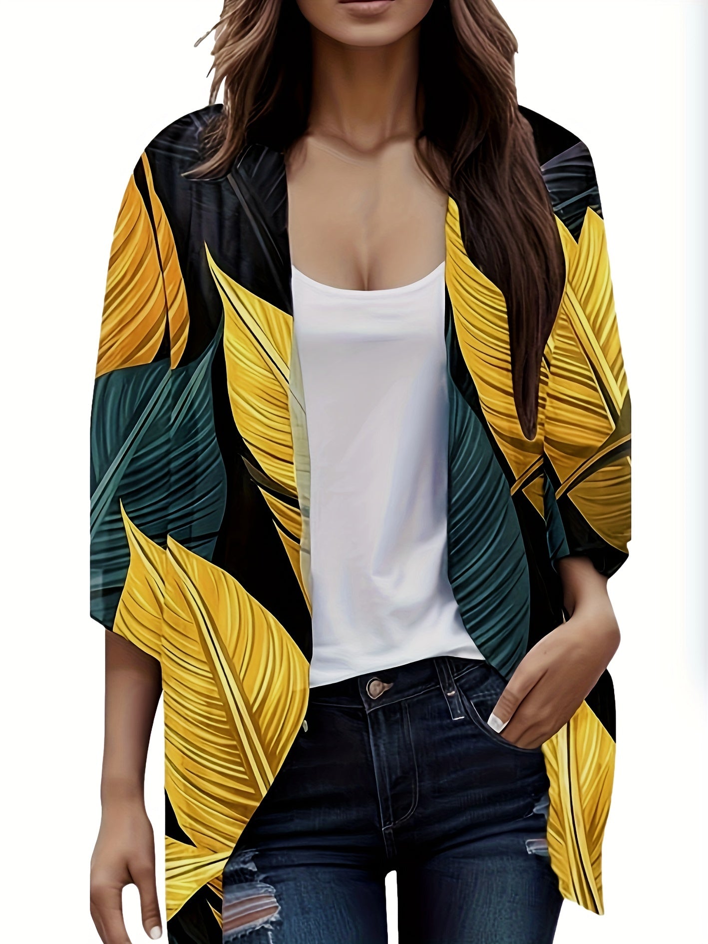 Tropical Print Batwing Cardigan