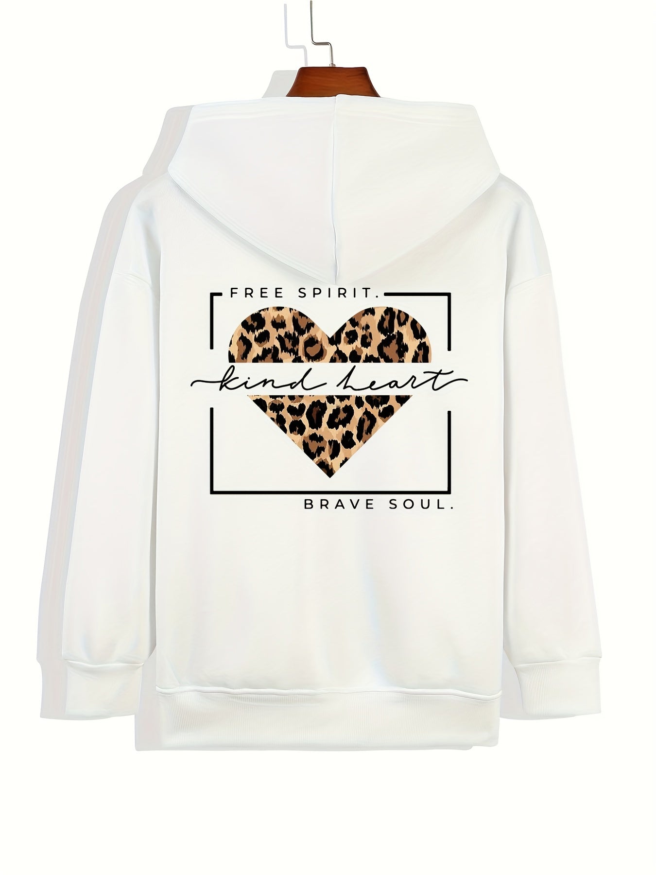 Kind Heart Print Zip Up Pocket Hoodie Sweatshirt