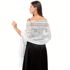 Paisley Print Lace Fringed Shawl for Women
