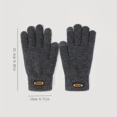 Men's Casual Winter Knitted Gloves Warm Outdoor Sports Cycling Velvet Gloves