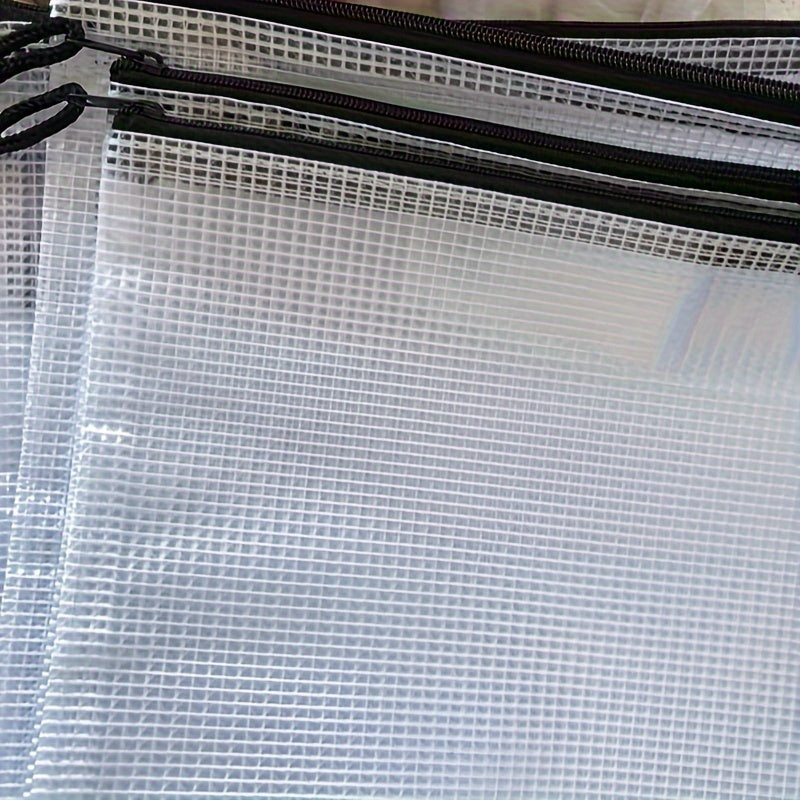 Grid Zipper File Bag Thickened PVC Waterproof Large Storage Bag