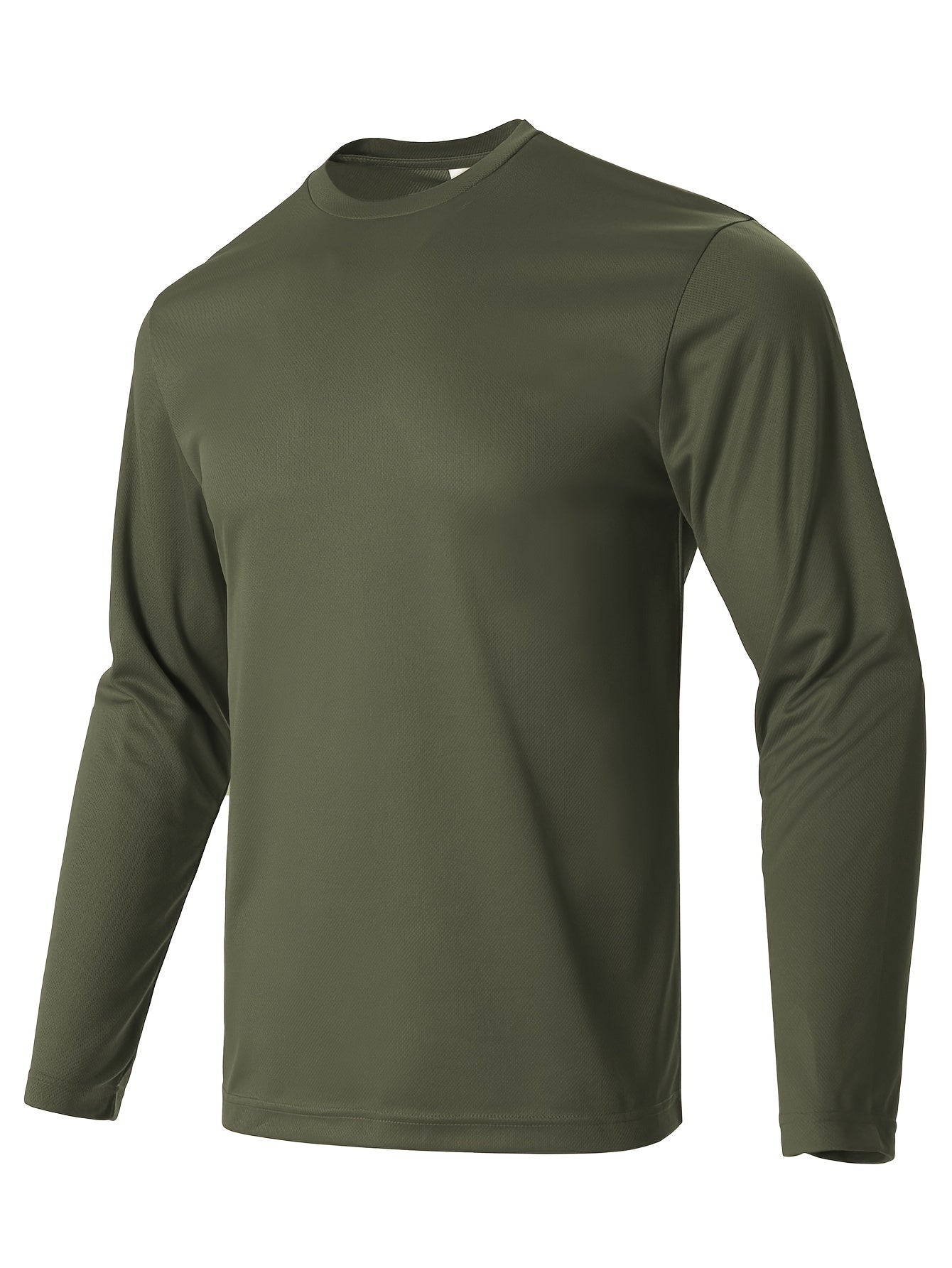 Men's Crew Collar Long Sleeve Stretch Tee for Fitness Activities