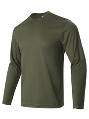 Men's Crew Collar Long Sleeve Stretch Tee for Fitness Activities