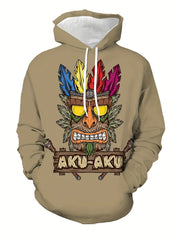 Monster Print Hoodie Graphic Hooded Pullover Mens Clothing Autumn Winter
