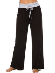 Floral Print Sleep Bottoms Lace Up Drawstring Pants
