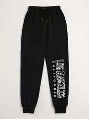 Los Angeles Solid Joggers Sweatpants For Winter & Fall